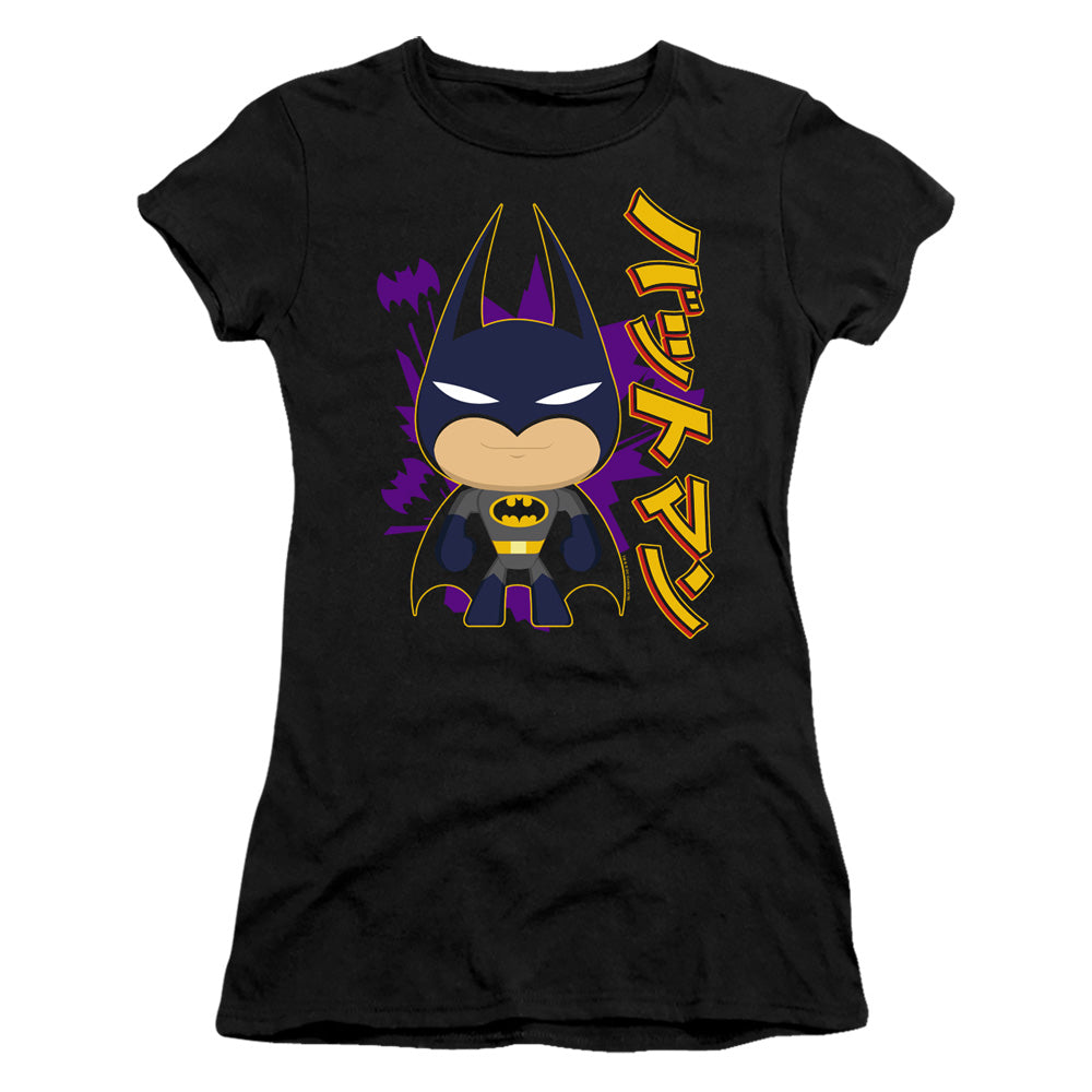 Batman Cute Kanji Junior Sheer Cap Sleeve Womens T Shirt Black