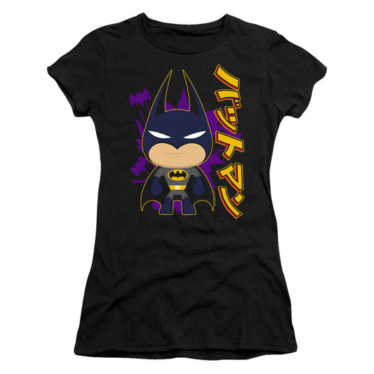 Batman Cute Kanji Junior Sheer Cap Sleeve Womens T Shirt Black