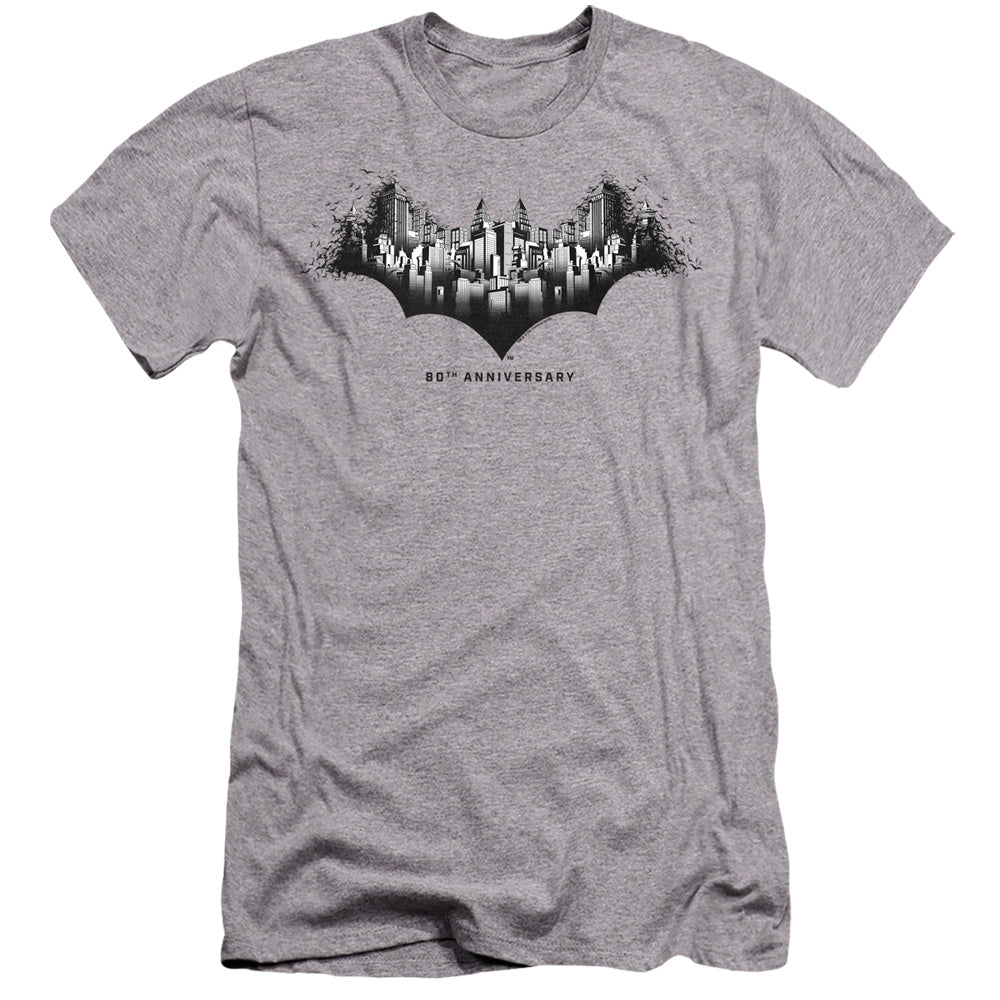 Batman Gotham Shield Premium Bella Canvas Slim Fit Mens T Shirt Athletic Heather