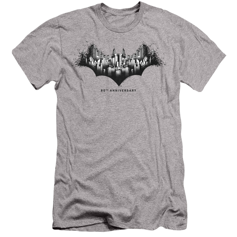 Batman Gotham Shield Slim Fit Mens T Shirt Athletic Heather