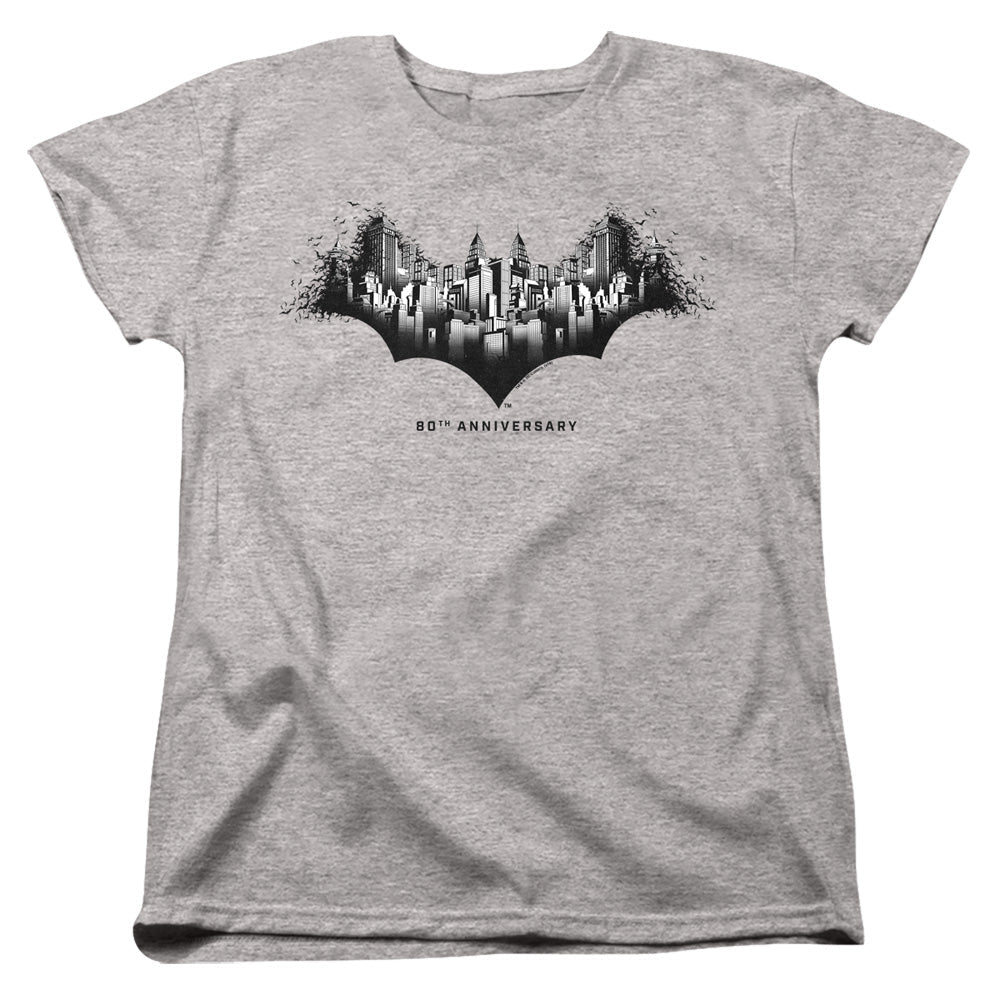 Batman Gotham Shield Womens T Shirt Athletic Heather Style001