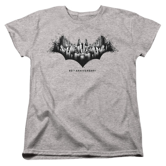 Batman Gotham Shield Womens T Shirt Athletic Heather Style001