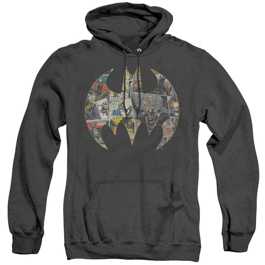 Batman Collage Shield Heather Mens Hoodie Black