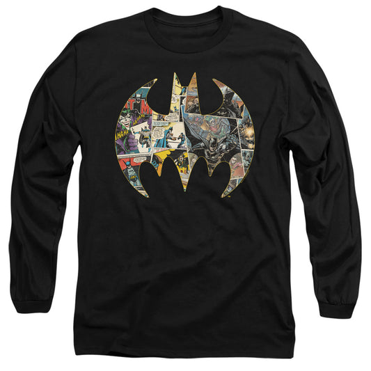 Batman Collage Shield Mens Long Sleeve Shirt Black