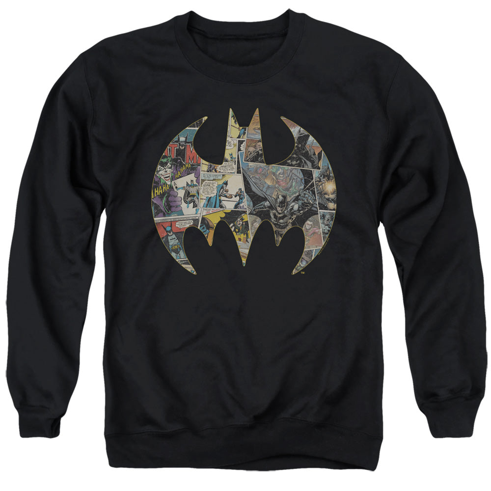 Batman Collage Shield Mens Crewneck Sweatshirt Black