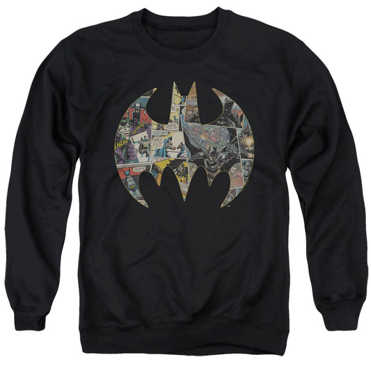 Batman Collage Shield Mens Crewneck Sweatshirt Black