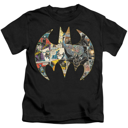 Batman Collage Shield Juvenile Kids Youth T Shirt Black