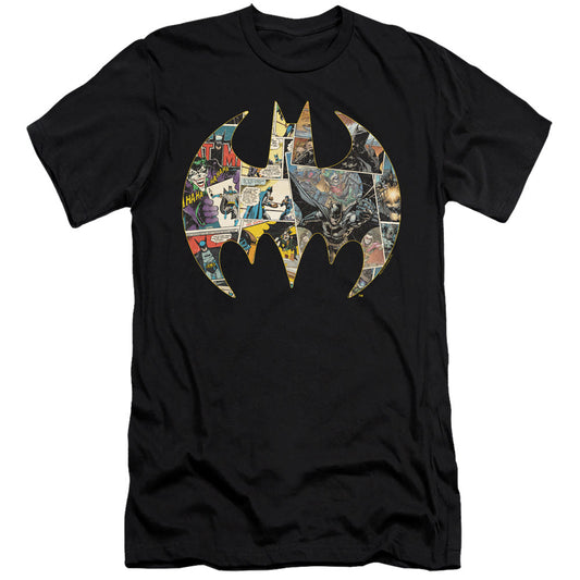 Batman Collage Shield Premium Bella Canvas Slim Fit Mens T Shirt Black
