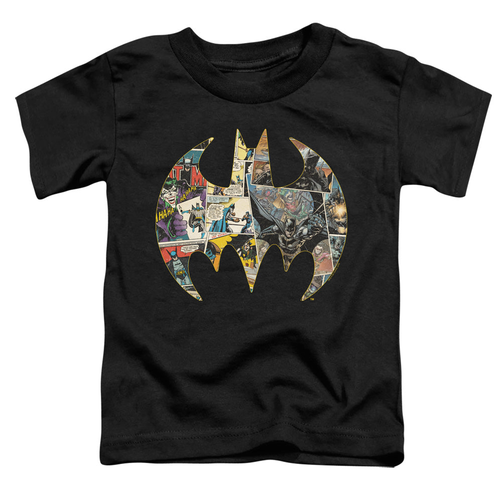 Batman Collage Shield Toddler Kids Youth T Shirt Black