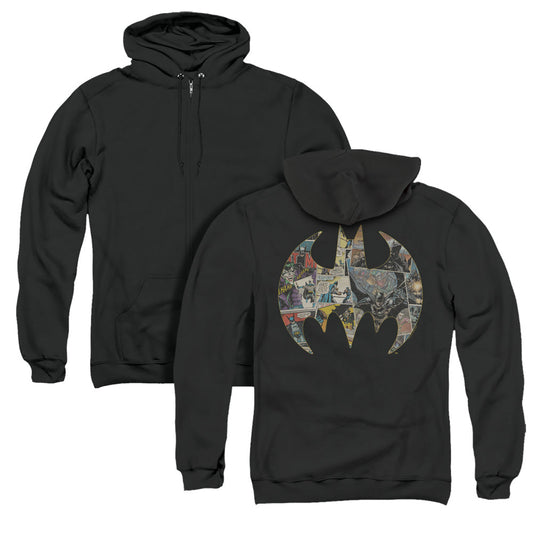 Batman Collage Shield Back Print Mens Zipper Hoodie Black