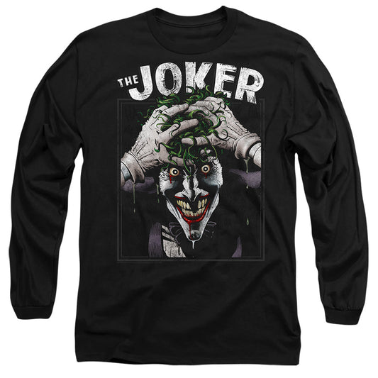 Batman Crazed Joker Mens Long Sleeve Shirt Black