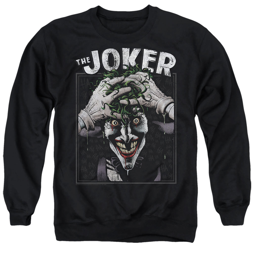 Batman Crazed Joker Mens Crewneck Sweatshirt Black