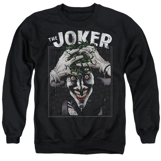 Batman Crazed Joker Mens Crewneck Sweatshirt Black