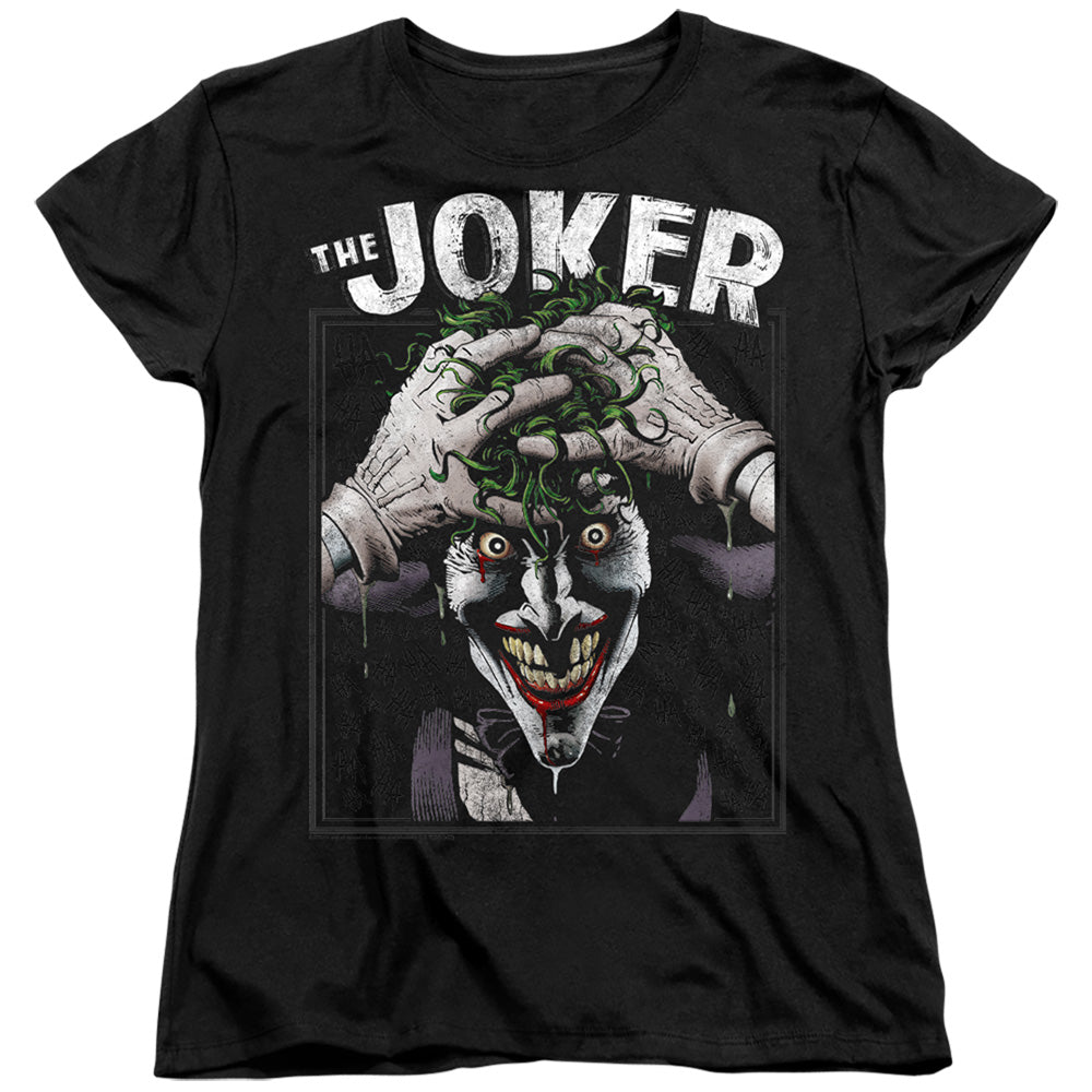 Batman Crazed Joker Womens T Shirt Black