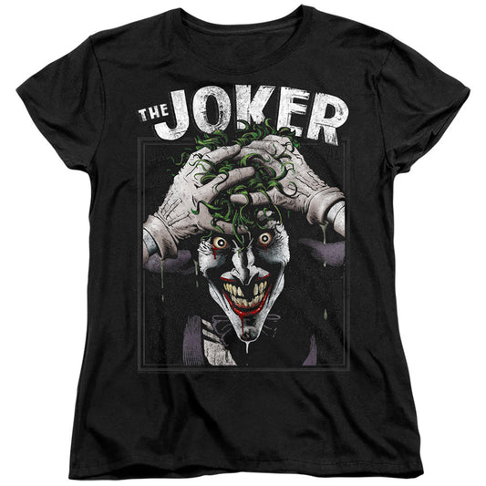 Batman Crazed Joker Womens T Shirt Black