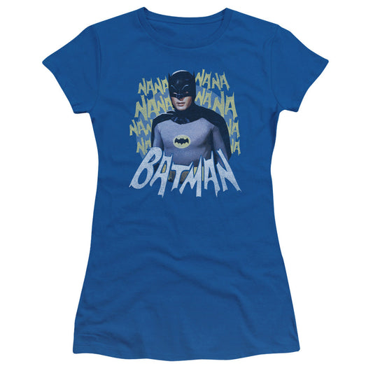 Batman Classic Tv Theme Song Junior Sheer Cap Sleeve Womens T Shirt Royal Blue