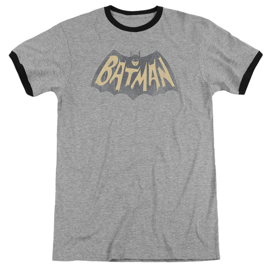 Batman Classic Tv Show Logo Heather Ringer Mens T Shirt Heather Black