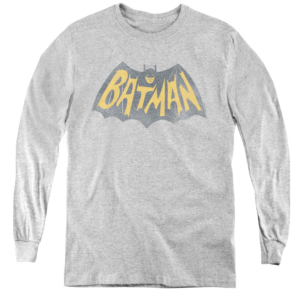 Batman Classic Tv Show Logo Long Sleeve Kids Youth T Shirt Athletic Heather