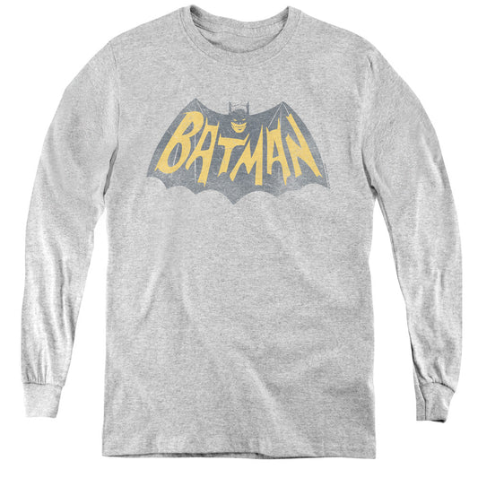 Batman Classic Tv Show Logo Long Sleeve Kids Youth T Shirt Athletic Heather
