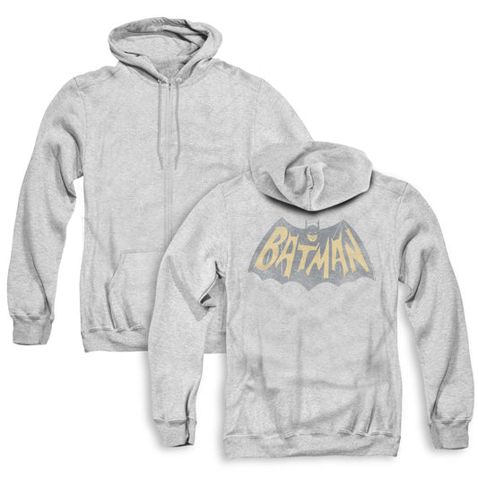 Batman Classic Tv Show Logo Back Print Zipper Mens Hoodie Athletic Heather