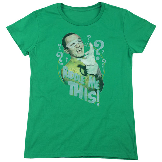 Batman Classic Tv Riddle Me This Womens T Shirt Kelly Green
