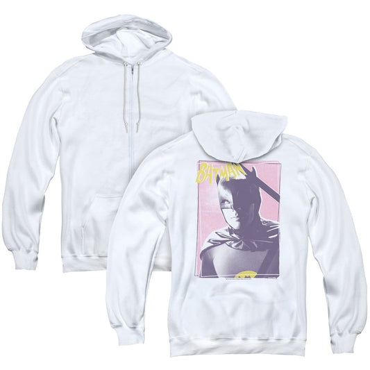 Batman Classic Tv Wayne 80s Back Print Zipper Mens Hoodie White