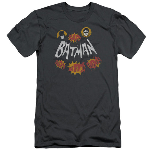 Batman Classic Tv Sound Effects Slim Fit Mens T Shirt Charcoal