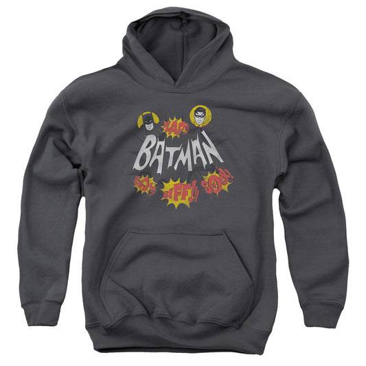 Batman Classic Tv Sound Effects Kids Youth Hoodie Charcoal
