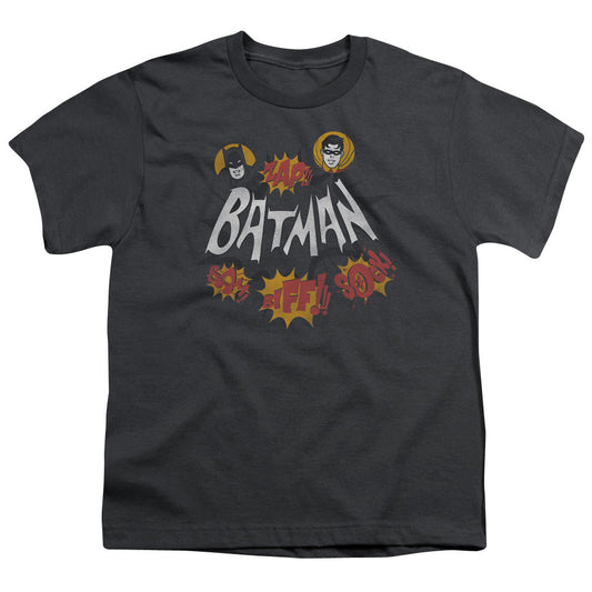 Batman Classic Tv Sound Effects Kids Youth T Shirt Charcoal