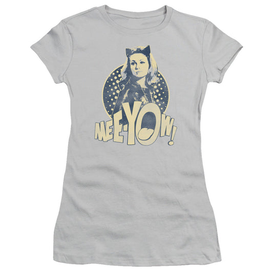 Batman Classic Tv Meeyow! Junior Sheer Cap Sleeve Womens T Shirt Silver