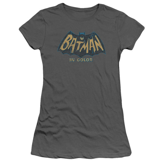 Batman Classic Tv In Color Junior Sheer Cap Sleeve Womens T Shirt Charcoal