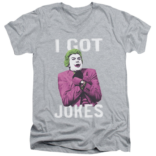 Batman Classic Tv Got Jokes Mens Slim Fit V Neck T Shirt Athletic Heather