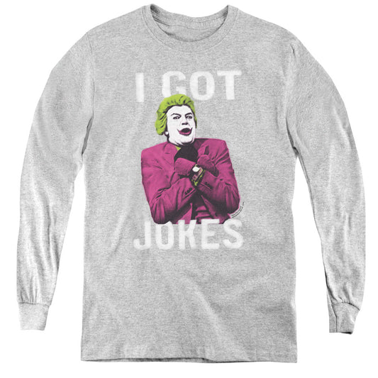 Batman Classic Tv Got Jokes Long Sleeve Kids Youth T Shirt Athletic Heather
