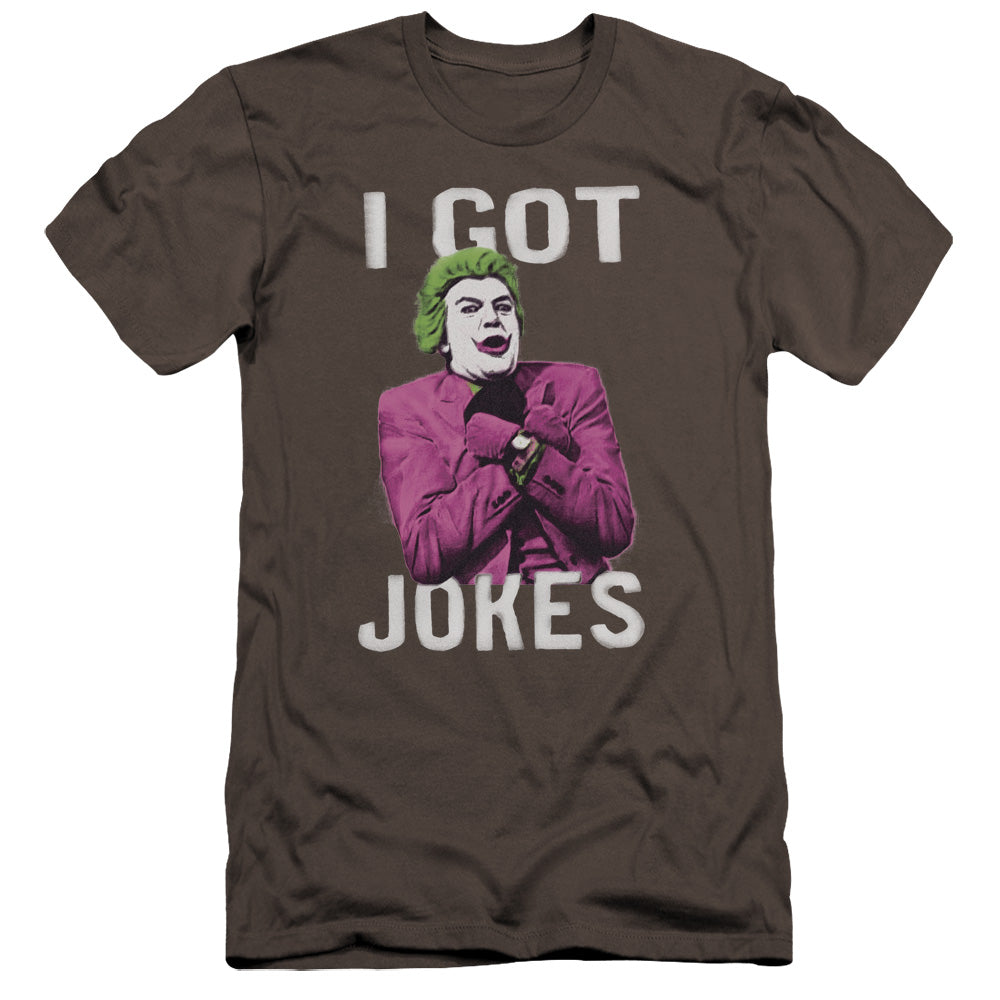 Batman Classic Tv Got Jokes Premium Bella Canvas Slim Fit Mens T Shirt Charcoal