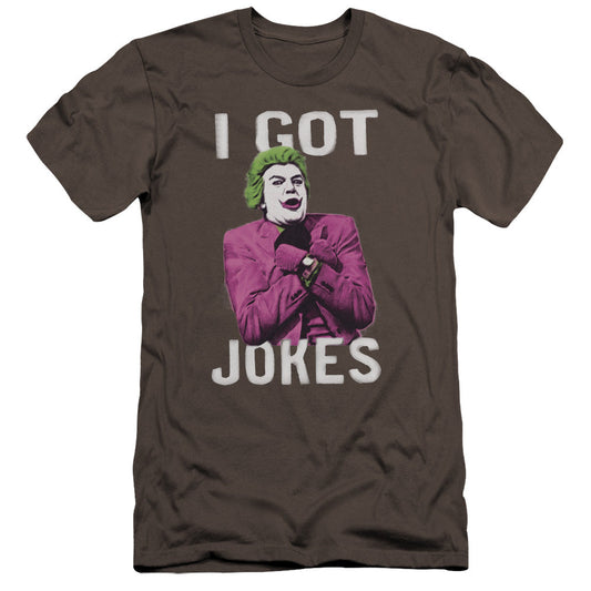 Batman Classic Tv Got Jokes Premium Bella Canvas Slim Fit Mens T Shirt Charcoal
