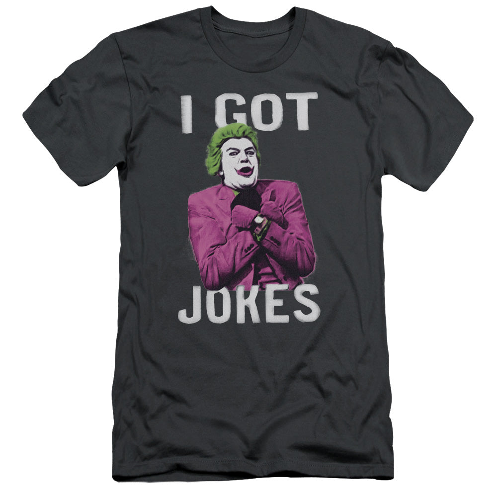 Batman Classic Tv Got Jokes Slim Fit Mens T Shirt Charcoal
