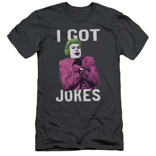 Batman Classic Tv Got Jokes Slim Fit Mens T Shirt Charcoal