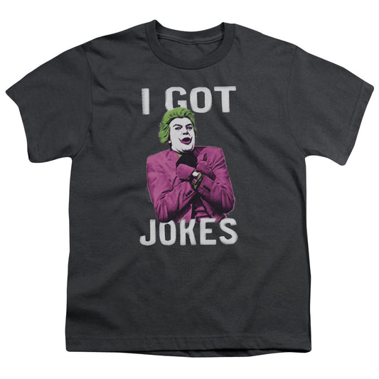 Batman Classic Tv Got Jokes Kids Youth T Shirt Charcoal