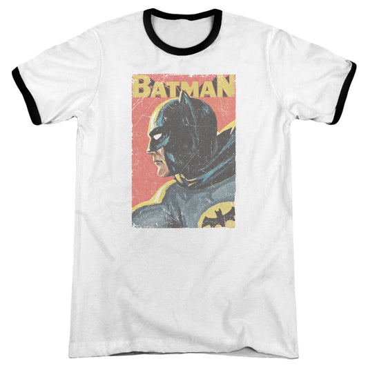 Batman Classic Tv Vintman Heather Ringer Mens T Shirt White Black