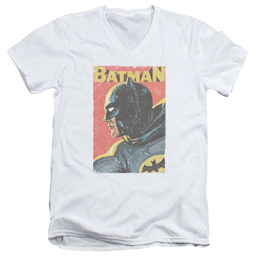 Batman Classic Tv Vintman Mens Slim Fit V Neck T Shirt White