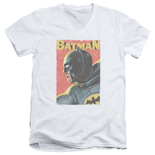 Batman Classic Tv Vintman Mens Slim Fit V Neck T Shirt White