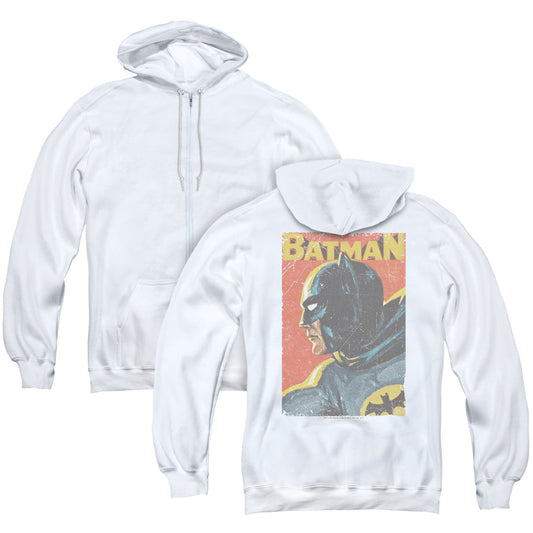 Batman Classic Tv Vintman Back Print Zipper Mens Hoodie White