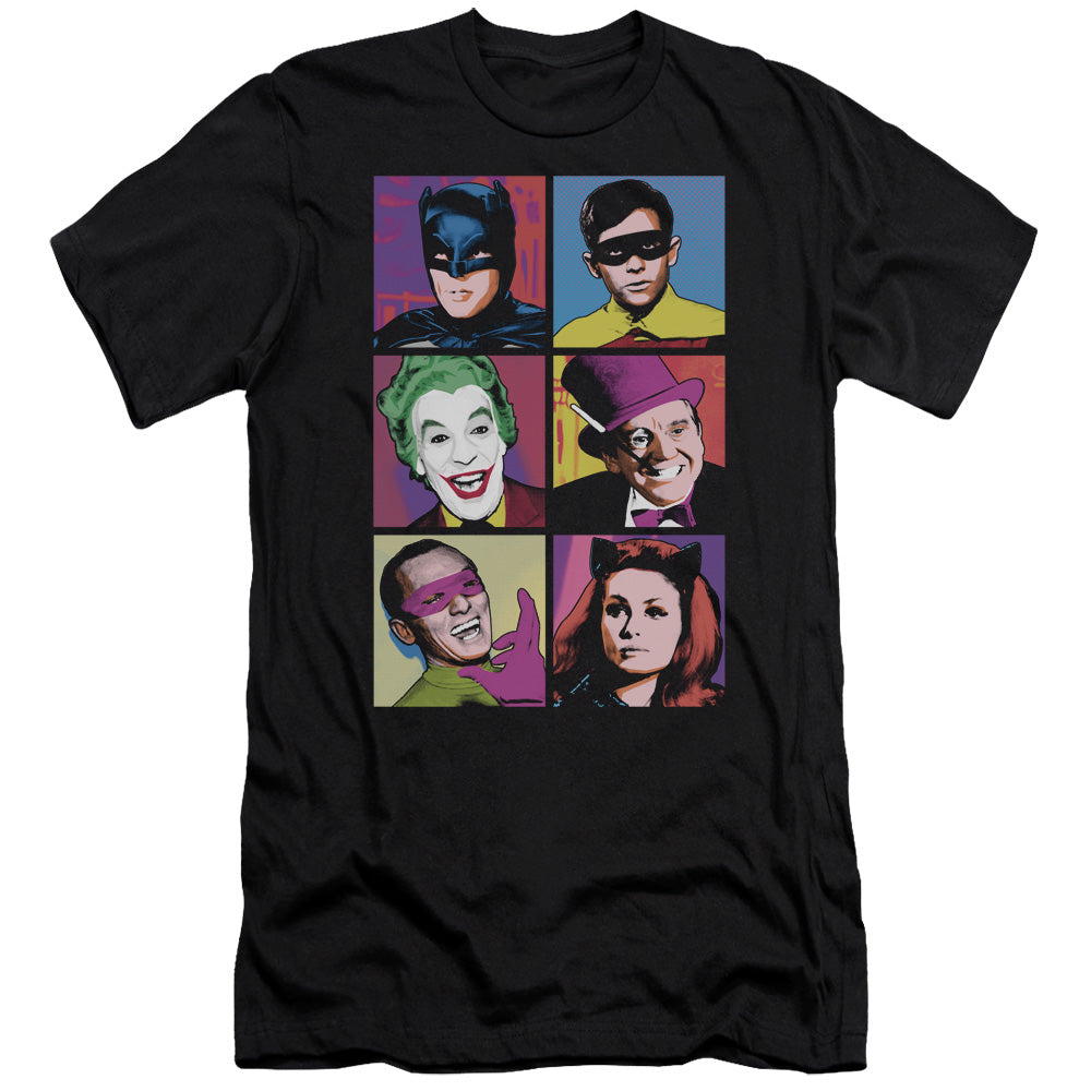 Batman Classic Tv Pop Cast Premium Bella Canvas Slim Fit Mens T Shirt Black