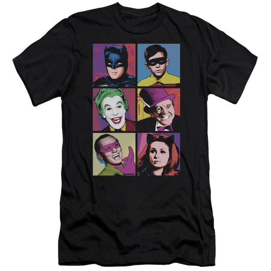 Batman Classic Tv Pop Cast Premium Bella Canvas Slim Fit Mens T Shirt Black