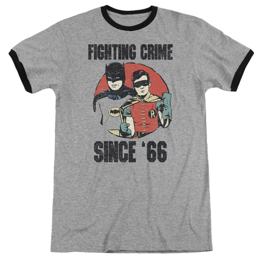 Batman Classic Tv Since 66 Heather Ringer Mens T Shirt Heather Black