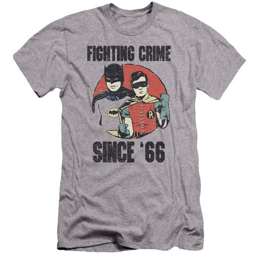 Batman Classic Tv Since 66 Premium Bella Canvas Slim Fit Mens T Shirt Athletic Heather