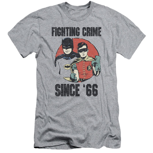Batman Classic Tv Since 66 Slim Fit Mens T Shirt Athletic Heather