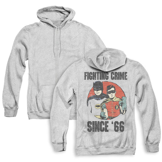 Batman Classic Tv Since 66 Back Print Zipper Mens Hoodie Athletic Heather