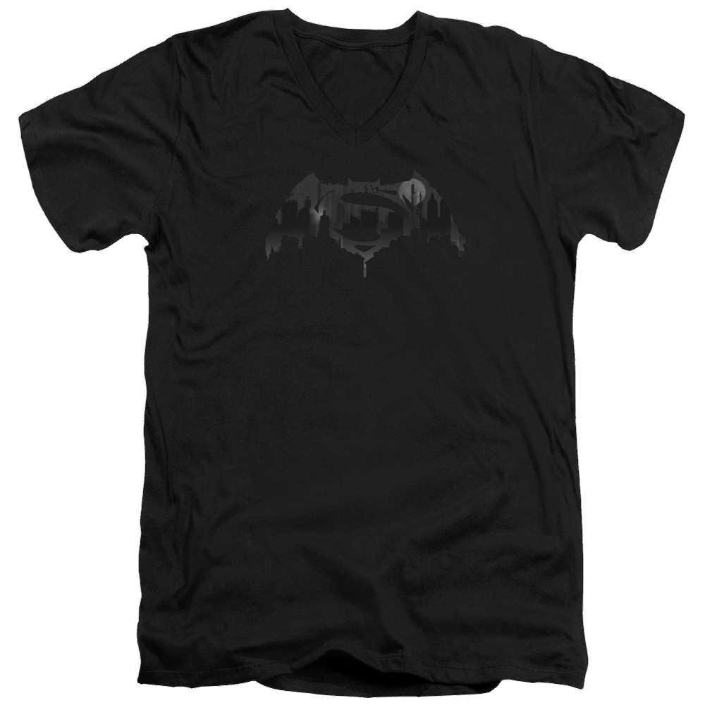 Batman v Superman Cityscape Logo - Men's V-Neck T-Shirt Style001