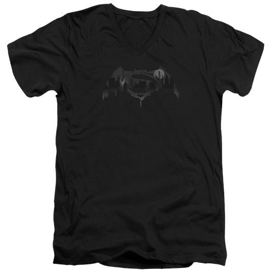 Batman v Superman Cityscape Logo - Men's V-Neck T-Shirt Style001